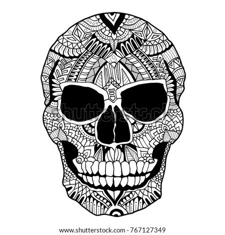 Zentangle Skull Adult Coloring Book Dead Stock Vector 767127349 ...