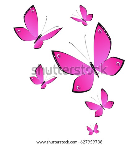 Butterfly Art Hand Painted Purple Pink Stock Illustration 111779798 