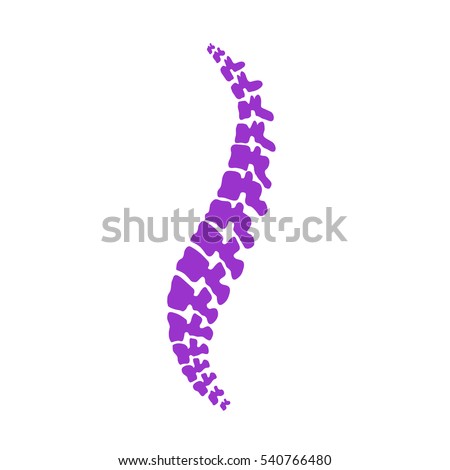 Vector human spine isolated silhouette illustration. Spine pain medical center, clinic, institute, rehabilitation, diagnostic, surgery logo element. Spinal icon symbol design. Concept of scoliosis