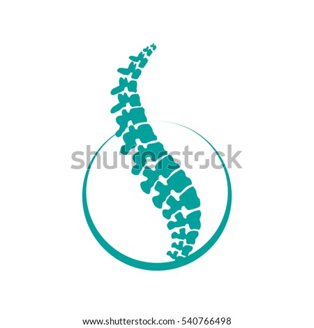 Vector human spine isolated silhouette illustration. Spine pain medical center, clinic, institute, rehabilitation, diagnostic, surgery logo element. Spinal icon symbol design. Concept of scoliosis