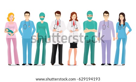 Medical Team Isolated On White Set Stock Vector 629194193 - Shutterstock