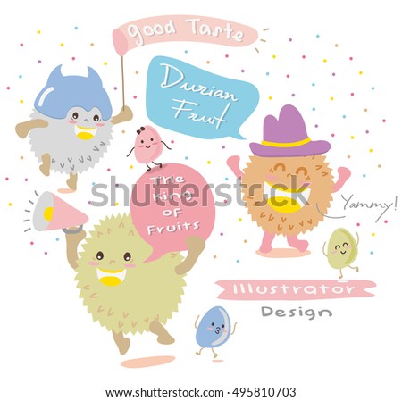 Cute Durian Vector 4 Mascot Vector Design