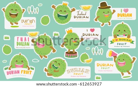 Cute Durian Vector 5 / Cute Durian Vector Packaging Design labels / Mascot Vector Design