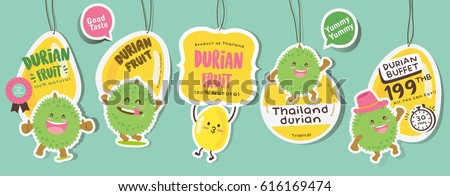 Cute Durian Vector 7 / Cute Durian Vector Packaging Design labels / Mascot Vector Design