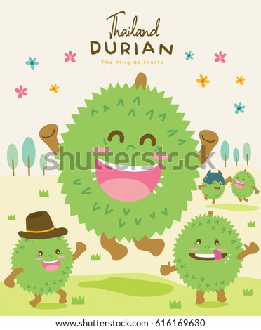 Cute Durian Vector illustration
