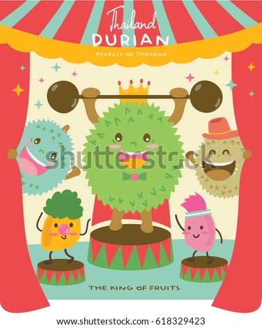 Cute Durian Vector illustration 6 / Durian Vector Show Fun