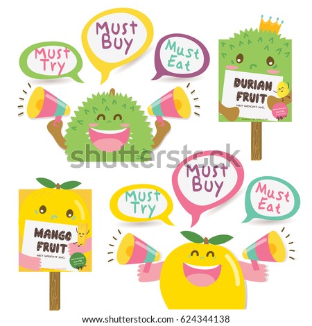 Cute Durian and Mango Dialog box / Signboard