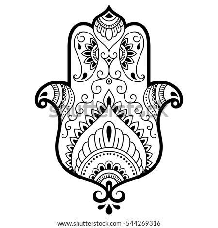 Vector Hamsa Hand Drawn Symbol Decorative Stock Vector 544269316