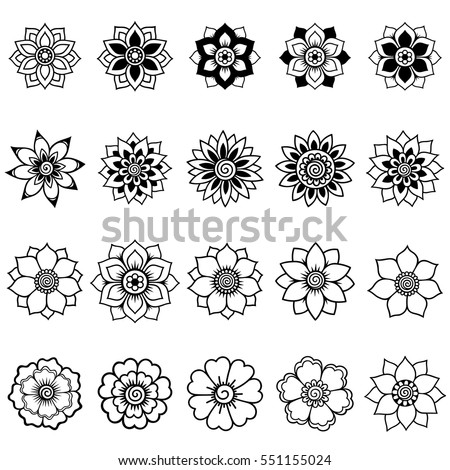 Henna Tattoo Flower Template Mehndi Style Stock Vector 687093136 ...