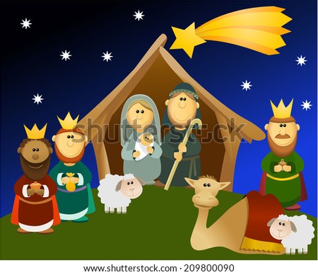 Three Wise Men Bring Presents Jesus Stock Vector 114430411 - Shutterstock