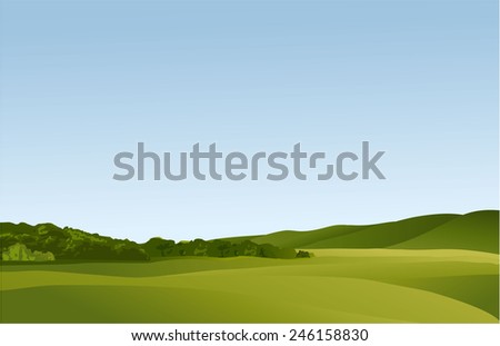 Rural landscape with green hills