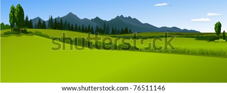 Green landscape with mountains