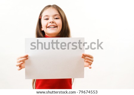 Girl with card for text