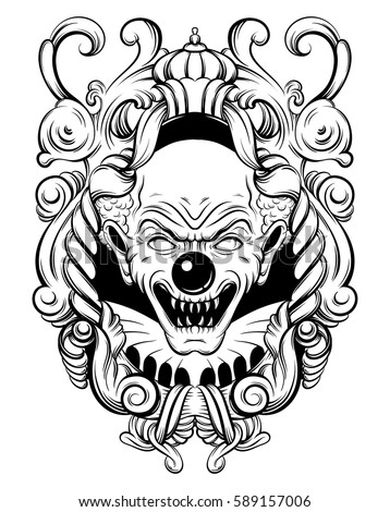 vector hand drawn illustration angry clown stock vector