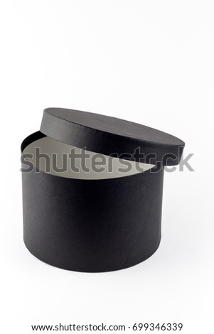 Round Box Black Paper Textured Box Stock Photo Royalty Free