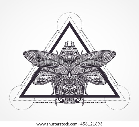 Black White Stylized Scarab Coloring Book Stock Vector 456121693 ... Black White Stylized Scarab Coloring Book Stock Vector 456121693 ...