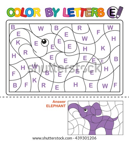 color kids puzzle coloring abc letter shutterstock elephant children alphabet letters english book learn capital vector write illustration preview