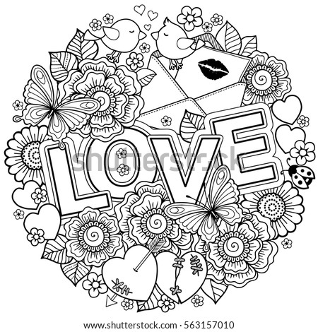 Coloring Book For Adult Design Wedding Invitations And Valentines Day Of Abstract Flowers
