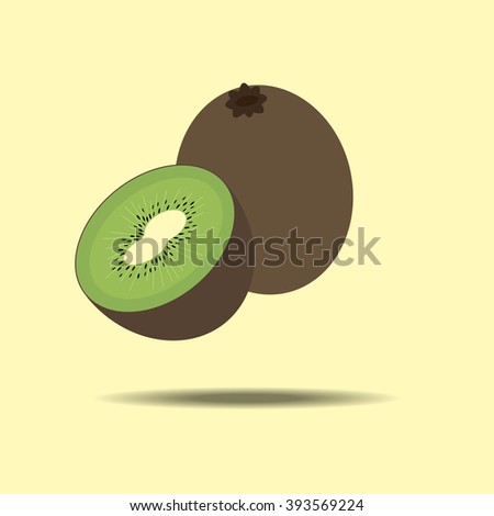 Kiwi Fruit Icon isolated on a yellow background. Vector illustration