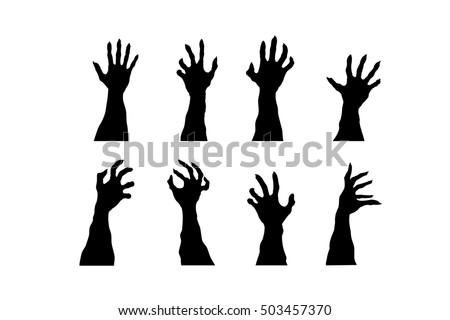 Set Silhouettes Zombie Hands Collection Halloween Stock Vector ...