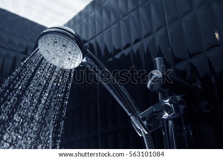 running water of shower faucet