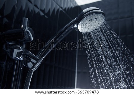 running water of shower faucet