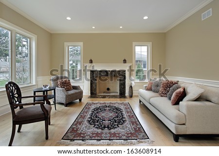 Great Room Two Story Stone Fireplace Stock Photo 27889270 - Shutterstock
