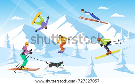 https://thumb1.shutterstock.com/display_pic_with_logo/3627230/727327057/stock-vector-winter-vacation-ski-resort-scene-man-and-woman-cross-country-skiing-jumping-snowboarding-727327057.jpg