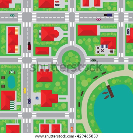 Road Map Small Town Lake Park Stock Vector 429465859 - Shutterstock