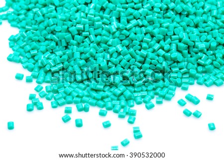 Green plastic polymer granules.