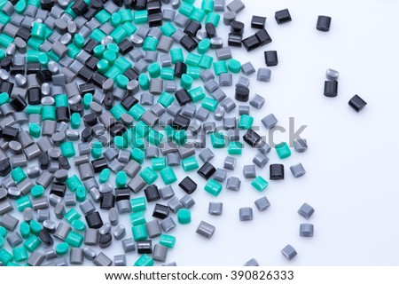 Colorful plastic polymer granules