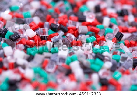 Colorful plastic polymer granules
