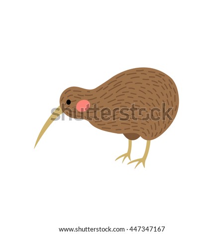 Kiwi bird animal cartoon character isolated on white background.