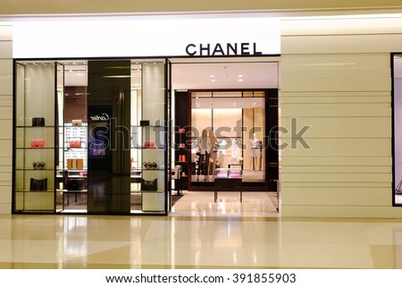 Bangkok-Thailand Mar 10 2016: CHANEL Shop in Siam Paragon, Channel brand luxury fashion apparel Channel with Gabrielle "Coco" Chanel owned and was founded in 1909 in Paris, France.