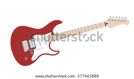 Electric guitar flat vector illustration. Rock music instrument