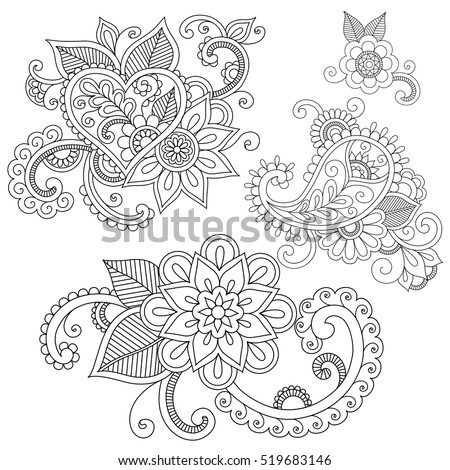 set floral doodle ornaments ethnic henna stock vector 519683146 set floral doodle ornaments ethnic henna stock vector 519683146