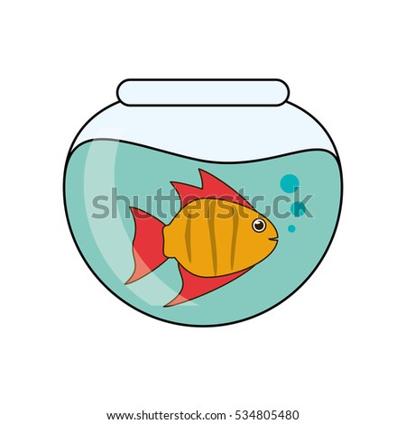 Fish Animal Cartoon Inside Bowl Design Stock Vector 534805480 ...