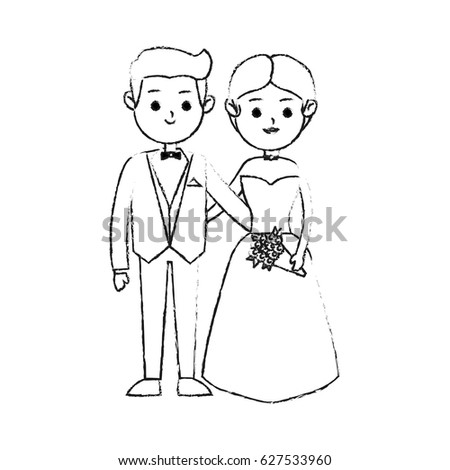 Happy Married Couple Sketch Stock Vector 136855532 - Shutterstock