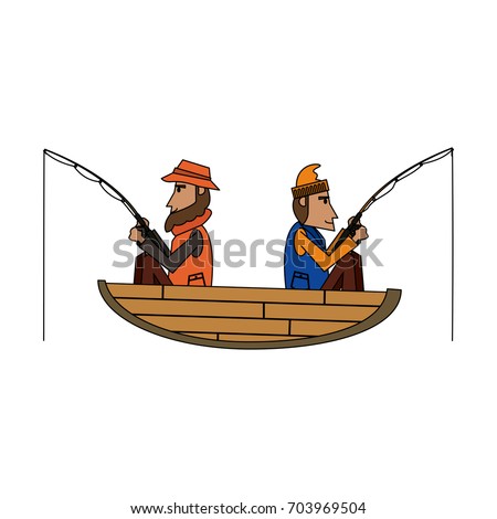 Cartoon Boy Fishing He On Riverbank Stock Vector 76729498 - Shutterstock