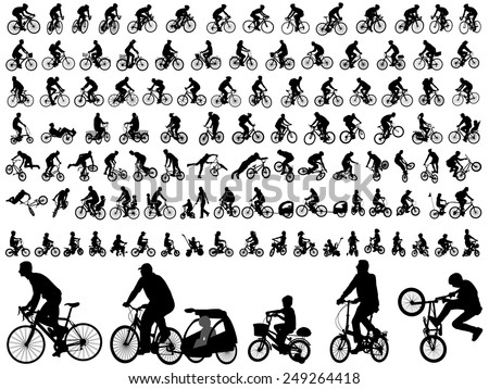 106 high quality bicyclists silhouettes