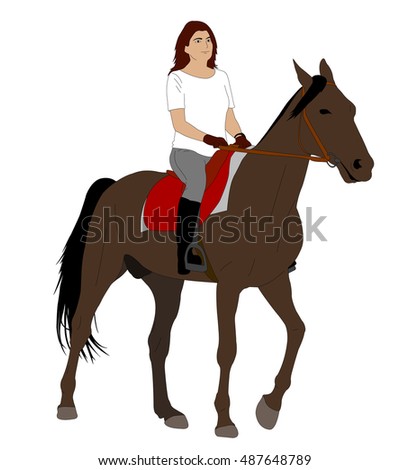 Download Woman Riding Horse 2 Vector Stock Vector 487648789 - Shutterstock