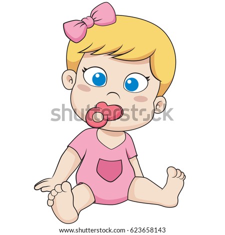 Cute Little Baby Sittingvector Illustration Stock Vector 623658143