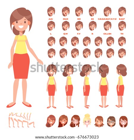 Front Side Back View Animated Character Stock Vector 11 ...