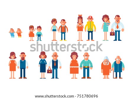 People Generations Flat Style Isolated On Stock Vector 751780696 ...