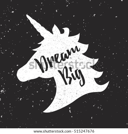 Silhouette Unicorn  Inspirational  Quote  Isolated On Stock 