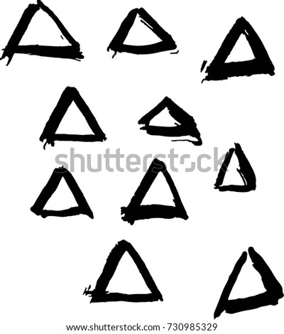 Brush Stroke Triangle Vector Set Stock Vector 730985329 - Shutterstock