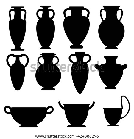 Vector Ancient Greek Vases Set Amphora Stock Vector 424388296 ...