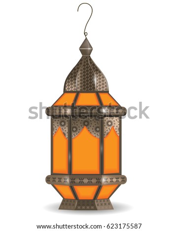 Ramadan Kareem realistic 3d lantern, isolated on white background. Vector illustration
