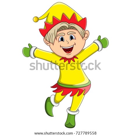 Children Christmas Elf Outfit Cartoon Vector Stock Vector 727777606 - Shutterstock