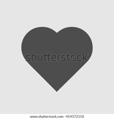 Heart shape vector icon eps 10. Simple valentine symbol. Black love sign isolated on grey background.